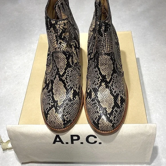 New A.P.C .Style F5-1008 ankle boots SNAKE MUTICO tan size 9 ⭐️⭐️⭐️⭐️⭐️ - Picture 13 of 17